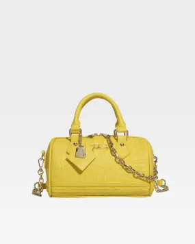 Yellow Apollo 2 Faux Crocodile Skin Boston Bag